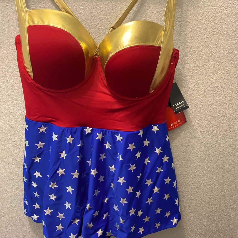 New, with tags, size 2, Torrid Wonder Woman swim